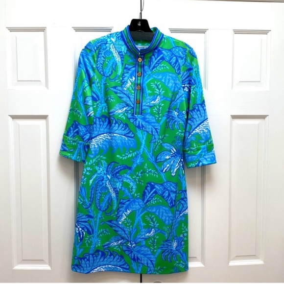 Gretchen Scott 3/4 sleeve Dress Green/Blue Medium - Picture 3 of 6
